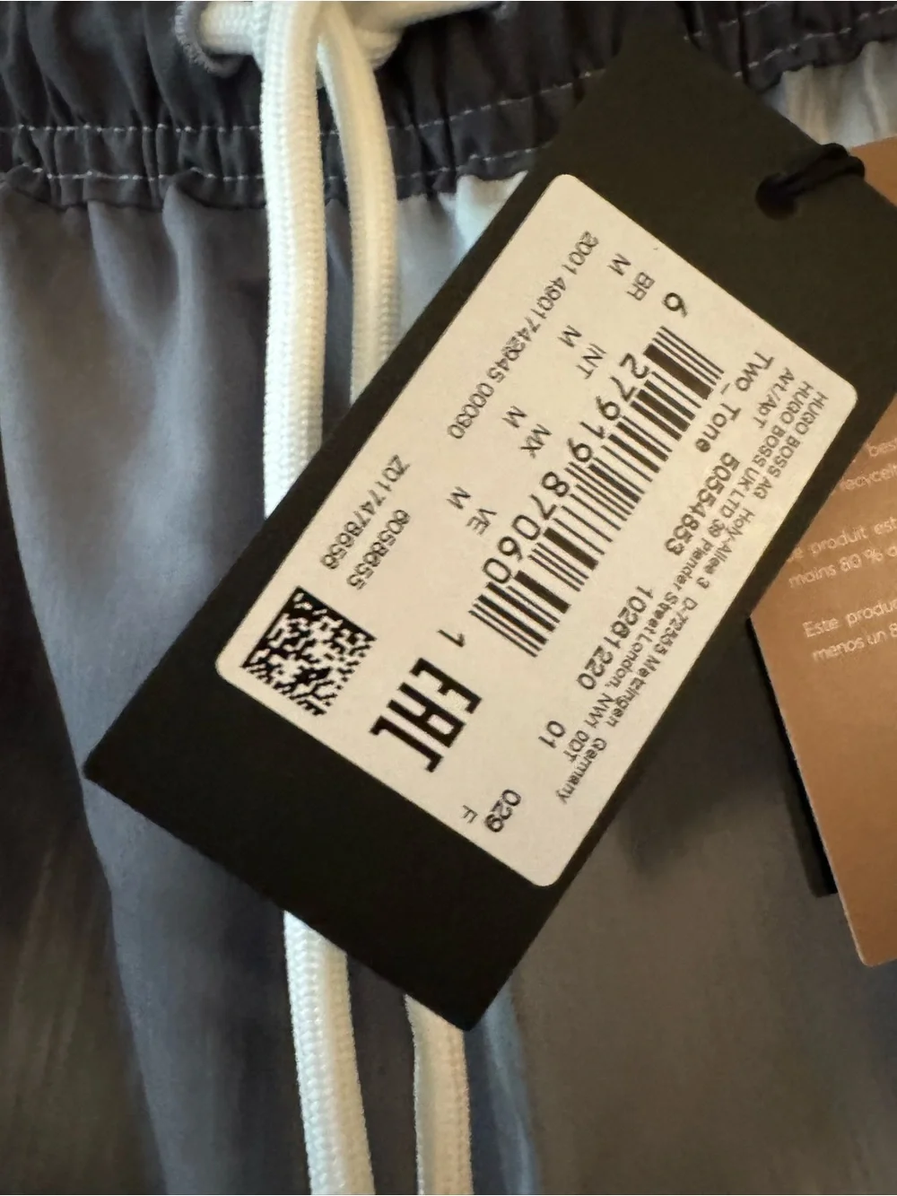 Hugo Boss Gray Swim Trunks with White Accent